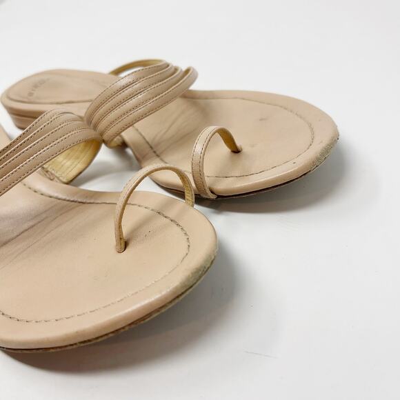 Alexandre Birman 37 Sand Cream Strappy Flat Toe Ring Sandals Leather Size 7 Nude - Picture 6 of 12